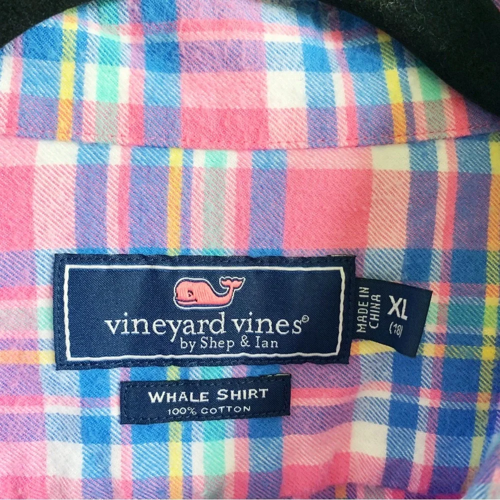 Vineyard Vines Boys Plaid Whale Shirt Button Down Flannel